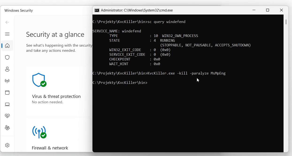 KvcKiller CLI demo