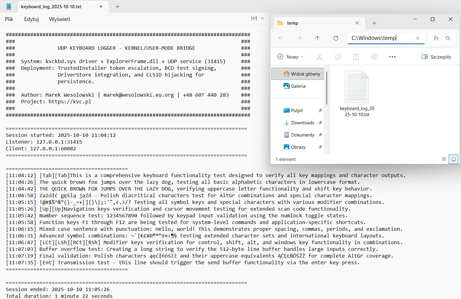 Keyboard Log Example